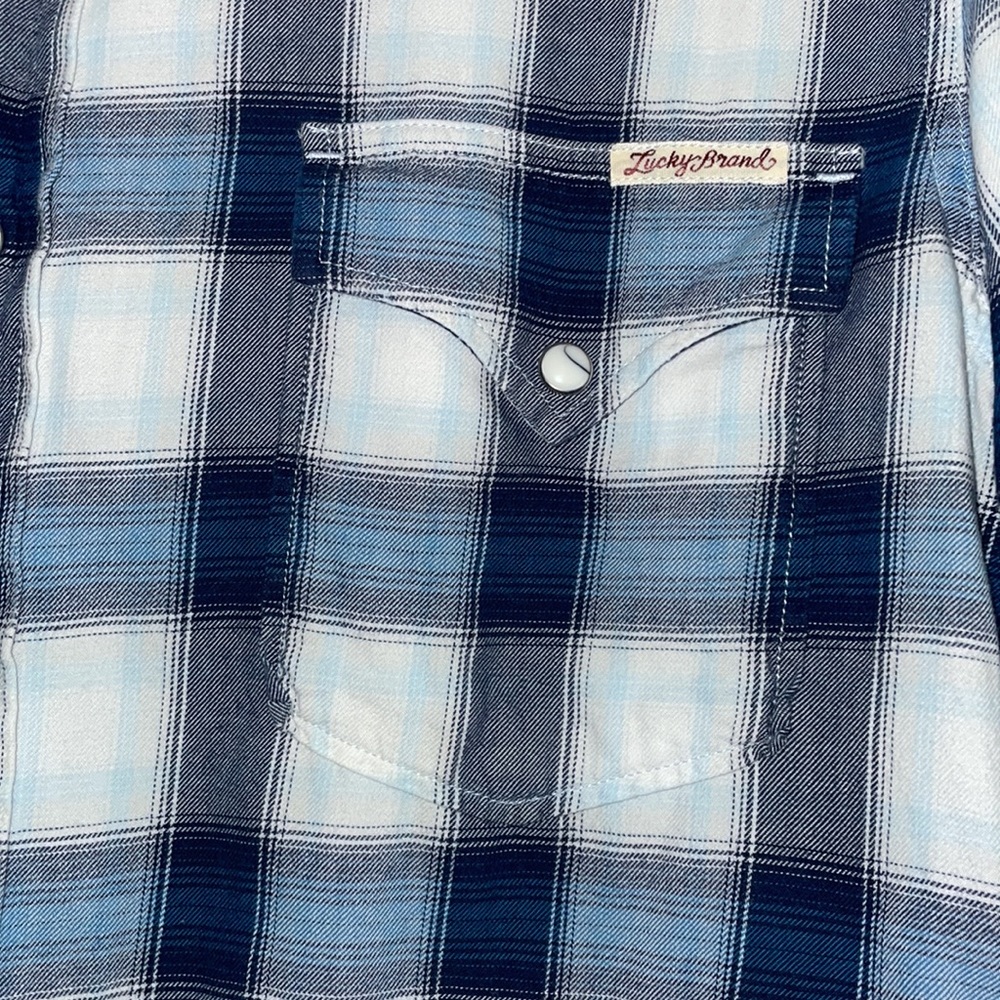 Rodeo shirt. Soft 100% cotton. Lucky Brand Medium. Blue and white - Picture 2 of 5